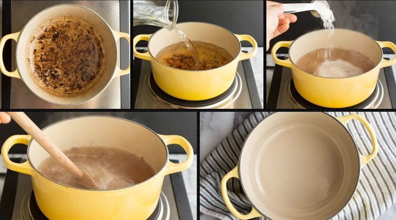Comment un pan émaillé peut être lavé des dépôts de carbone